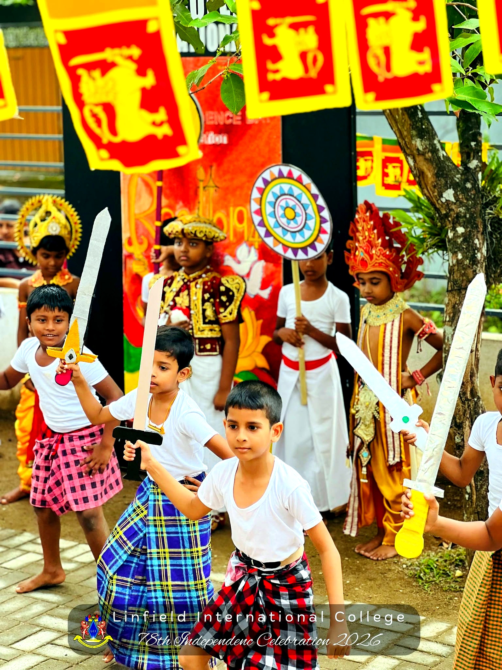 Students in traditional costume for Independence Day