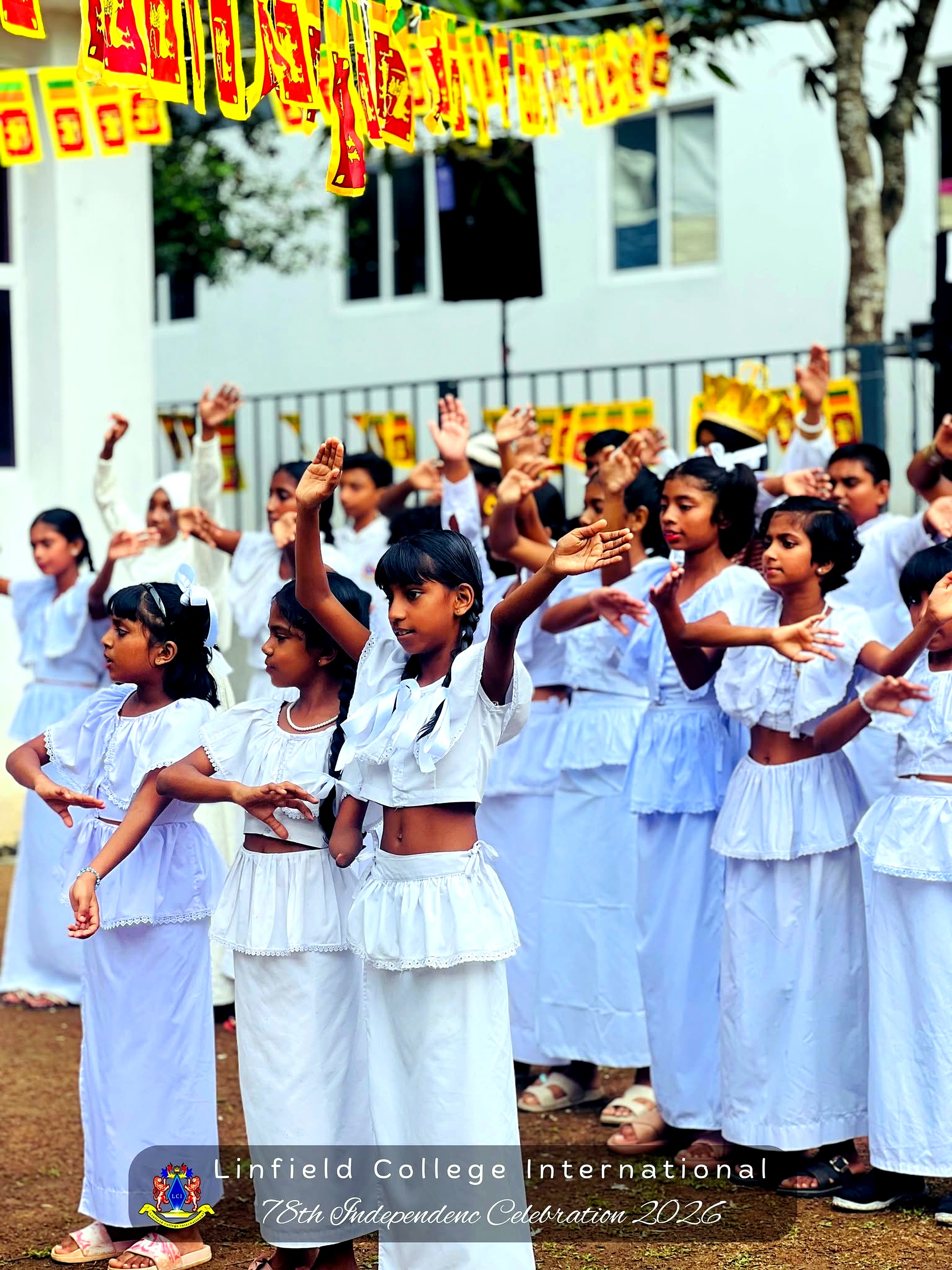 Students performing traditional dance for Independence Day