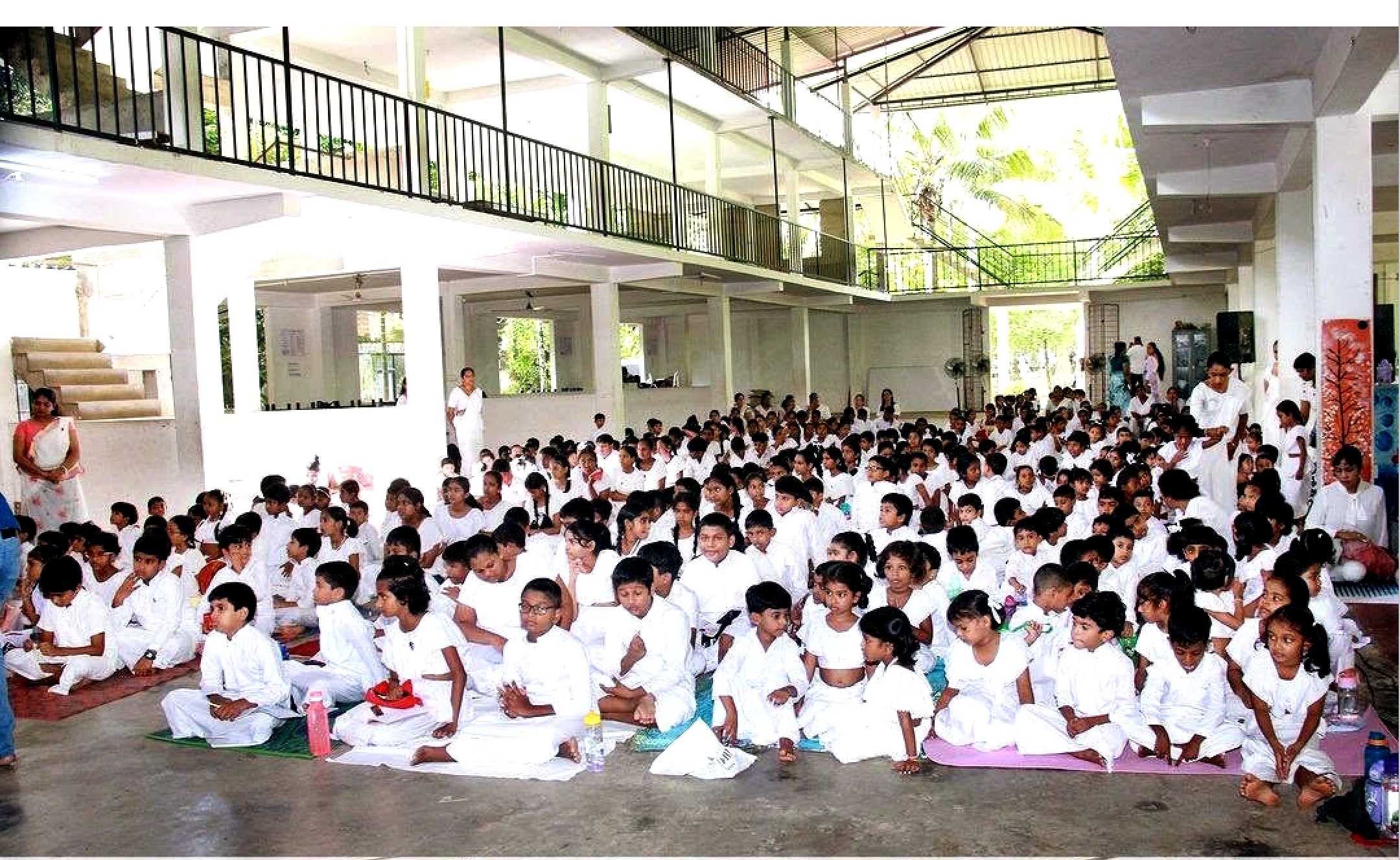 Students at school morning assembly
